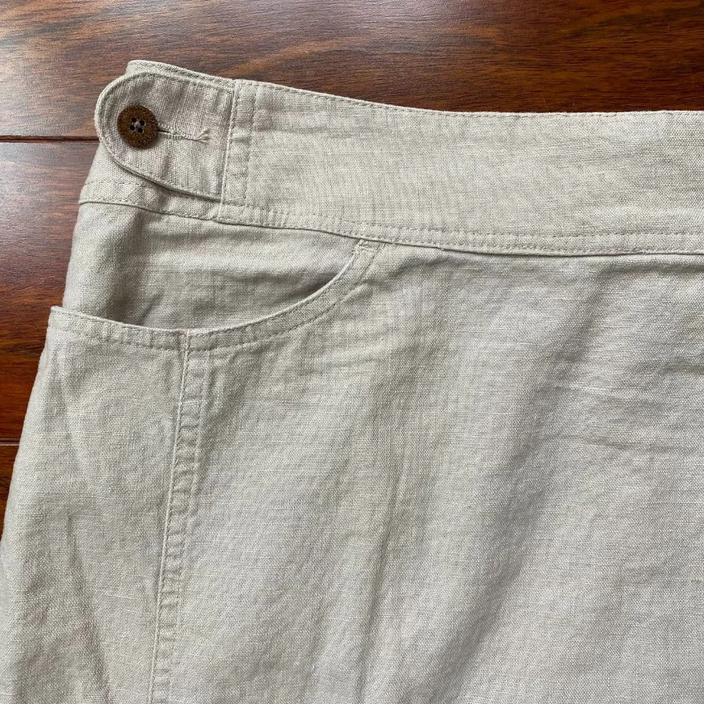 Woolrich Linen Cotton Blend Kayla Skirt Wrap Style Dark Stone Size 12 Preppy - Picture 3 of 11